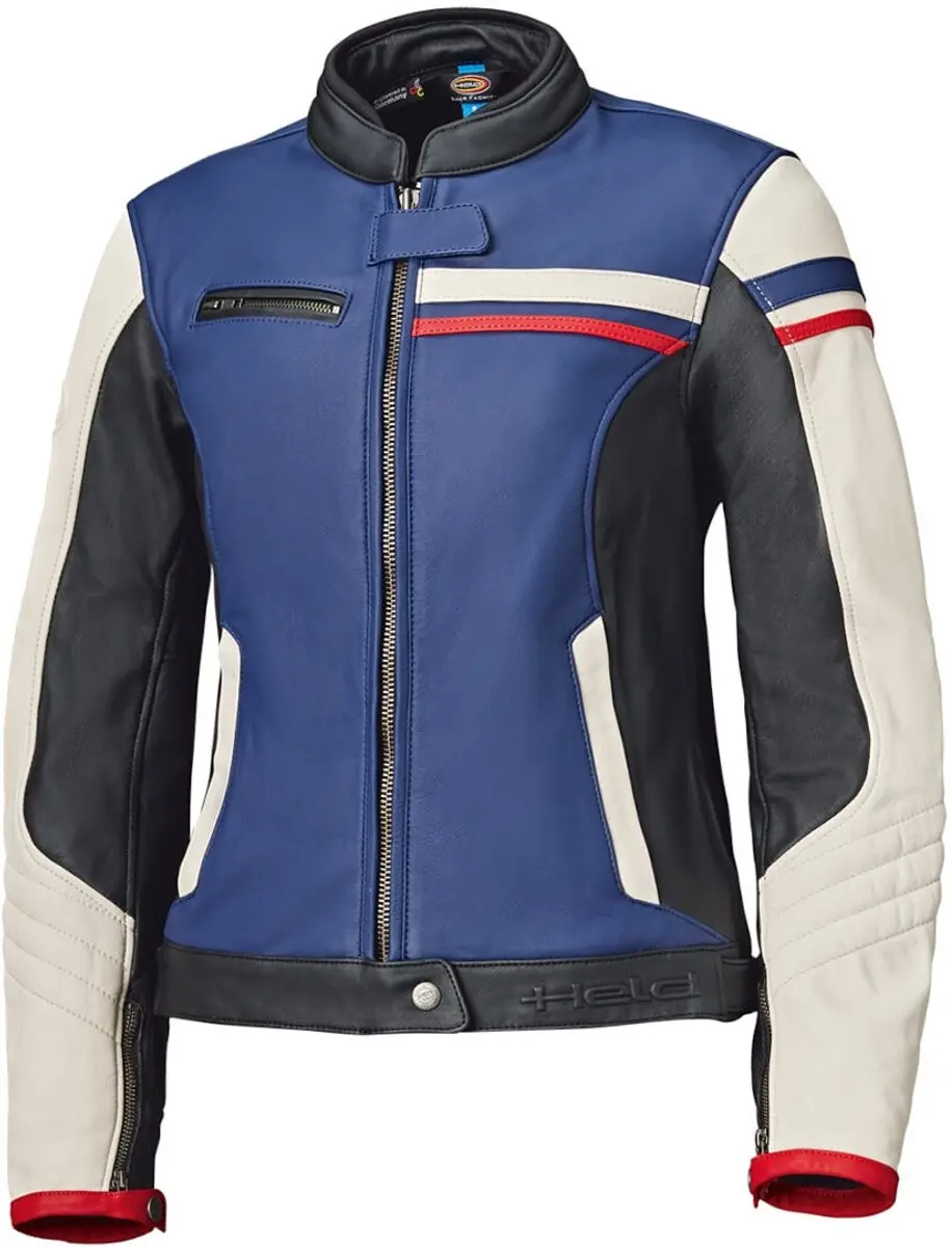 Held Midway Dames Blauw Rood Wit Leren Motorjas