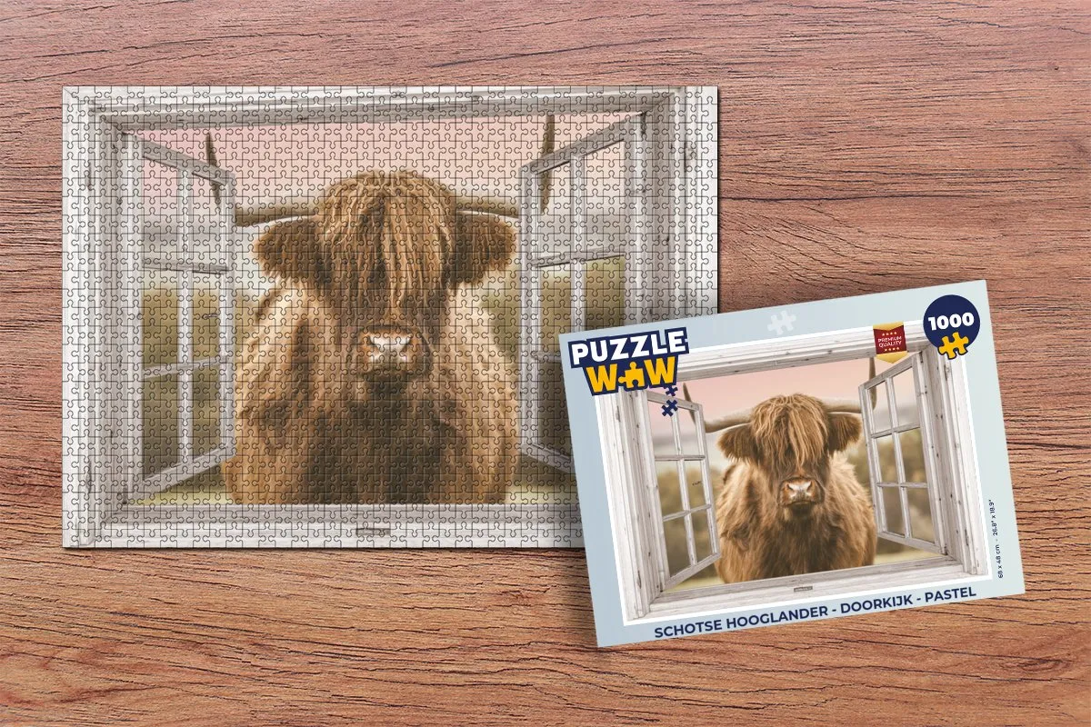 PuzzleWow Schotse Hooglander Legpuzzel 1000 Stuks - Multicolor
