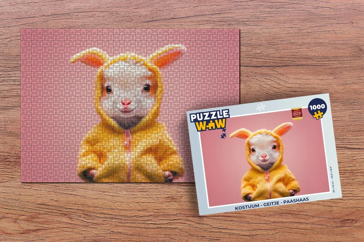 PuzzleWow Geitje Paashaas Legpuzzel 1000 Stuks - Roze