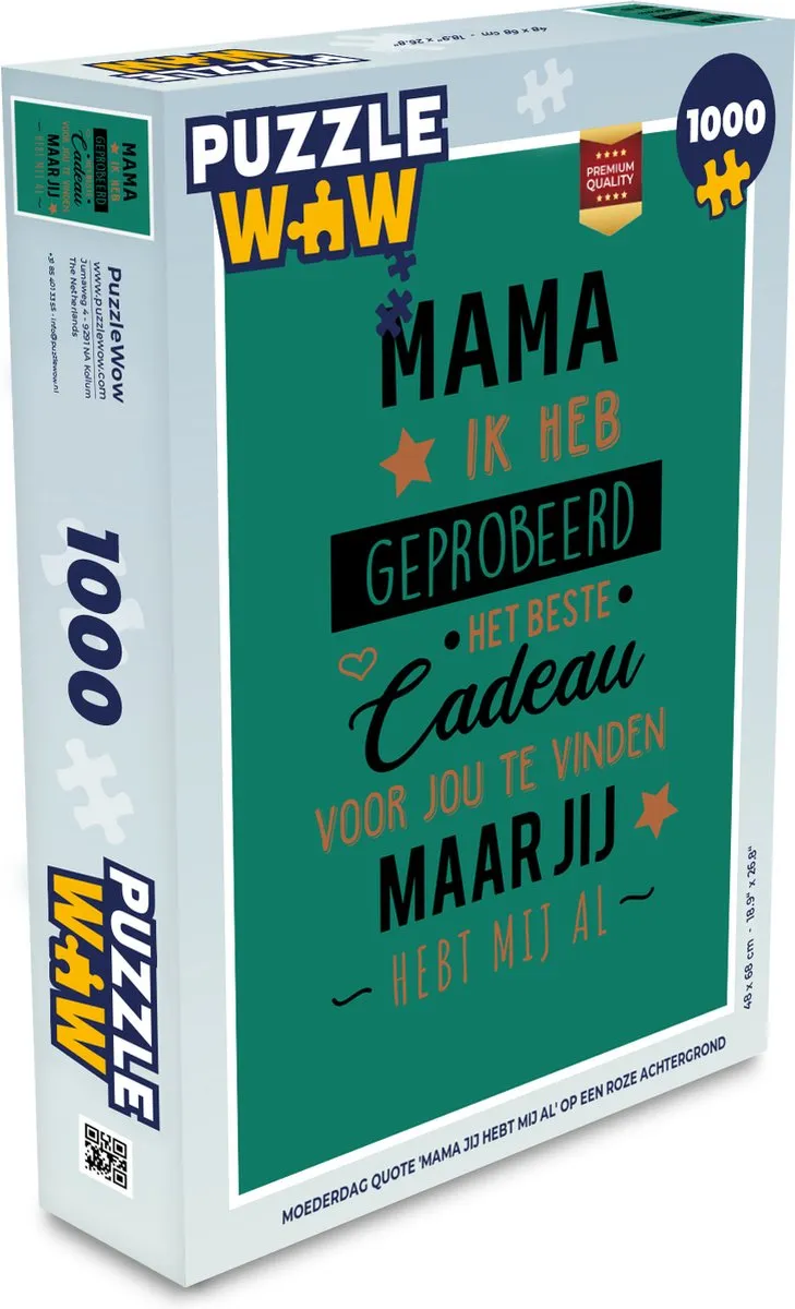 PuzzleWow Mama Jij Hebt Ons Al Legpuzzel 1000 Stuks