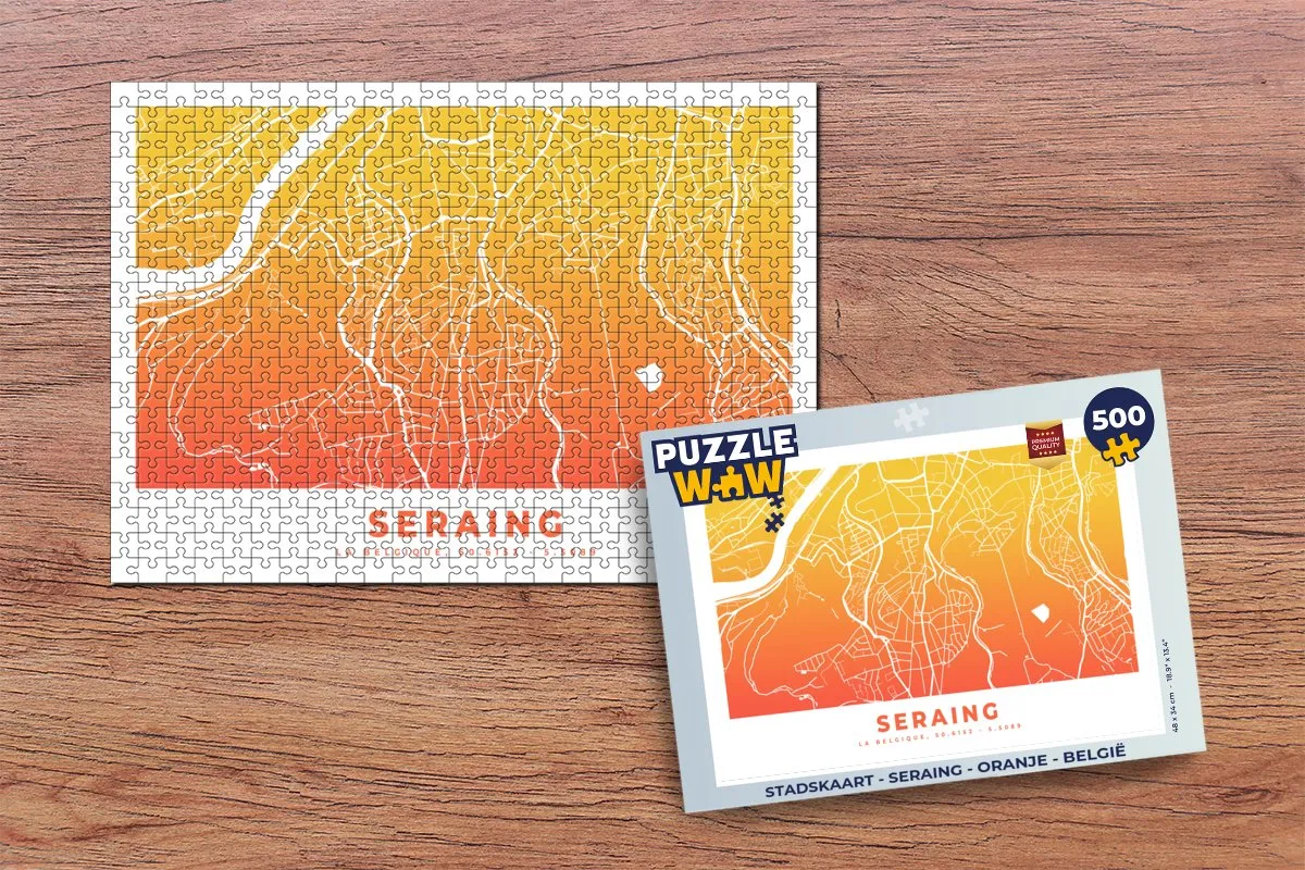 PuzzleWow Stadskaart Seraing België Legpuzzel 500 Stuks - Multicolor