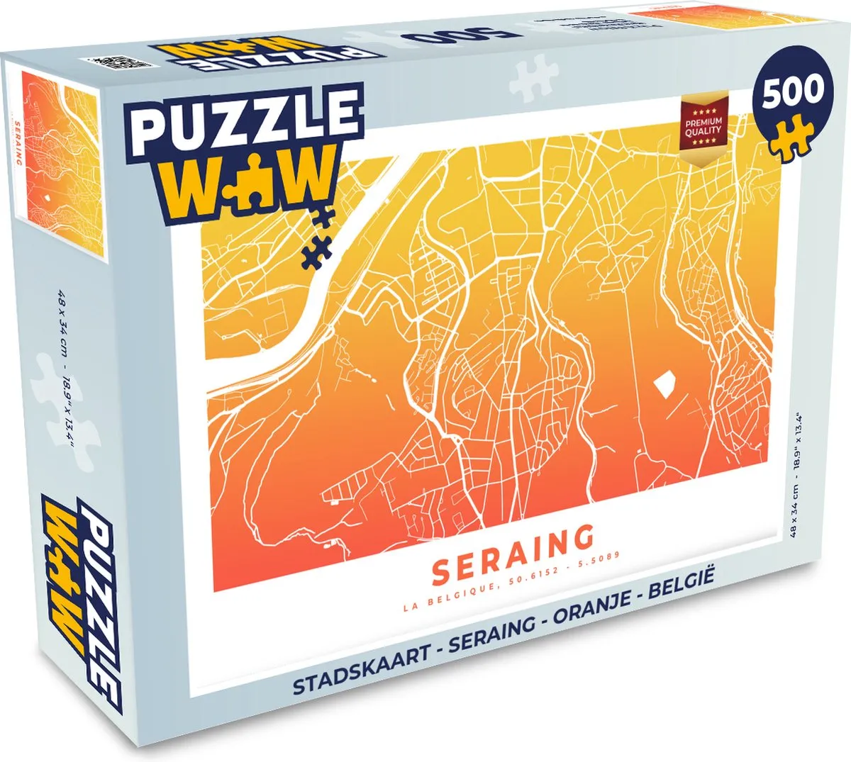 PuzzleWow Stadskaart Seraing België Legpuzzel 500 Stuks