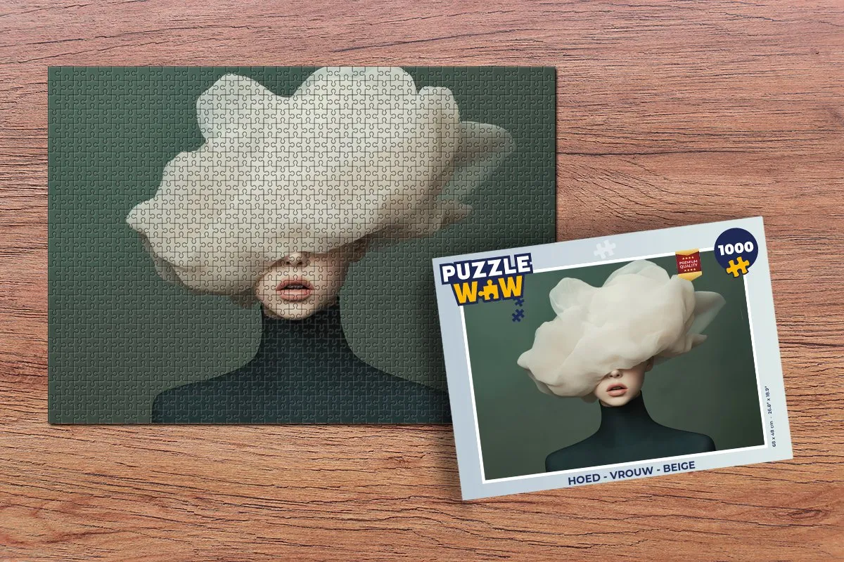 PuzzleWow Legpuzzel 1000 Stuks - Hoed Beige