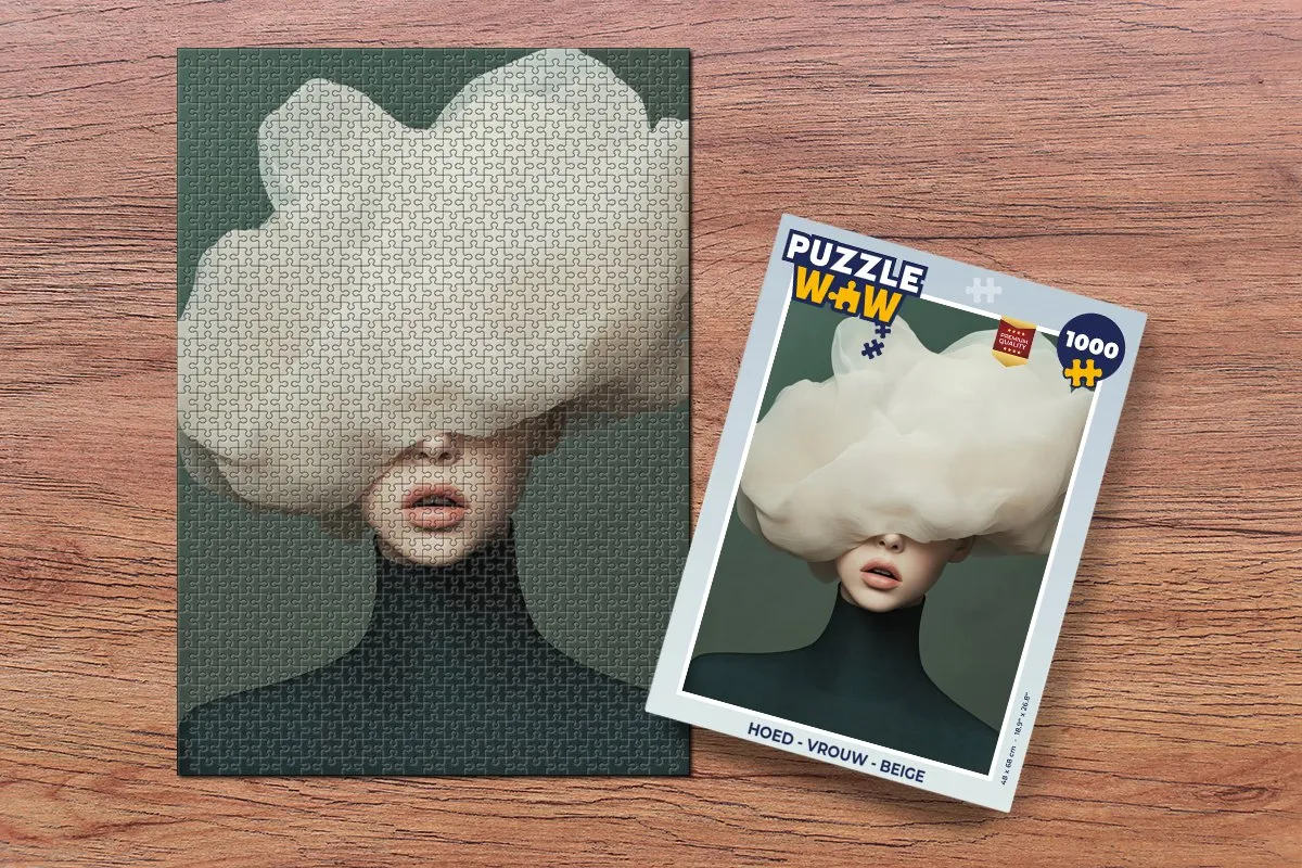 PuzzleWow Legpuzzel 1000 Stuks - Hoed Beige