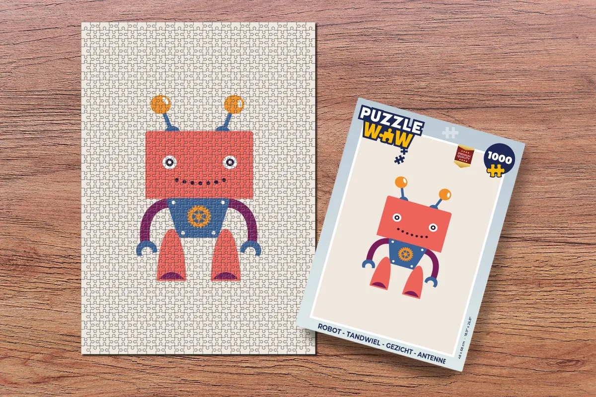 PuzzleWow Robot Tandwiel Gezicht Antenne Legpuzzel 1000 Stuks - Multicolor