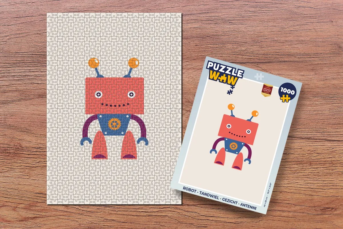 PuzzleWow Robot Tandwiel Gezicht Antenne Legpuzzel 1000 Stuks - Multicolor