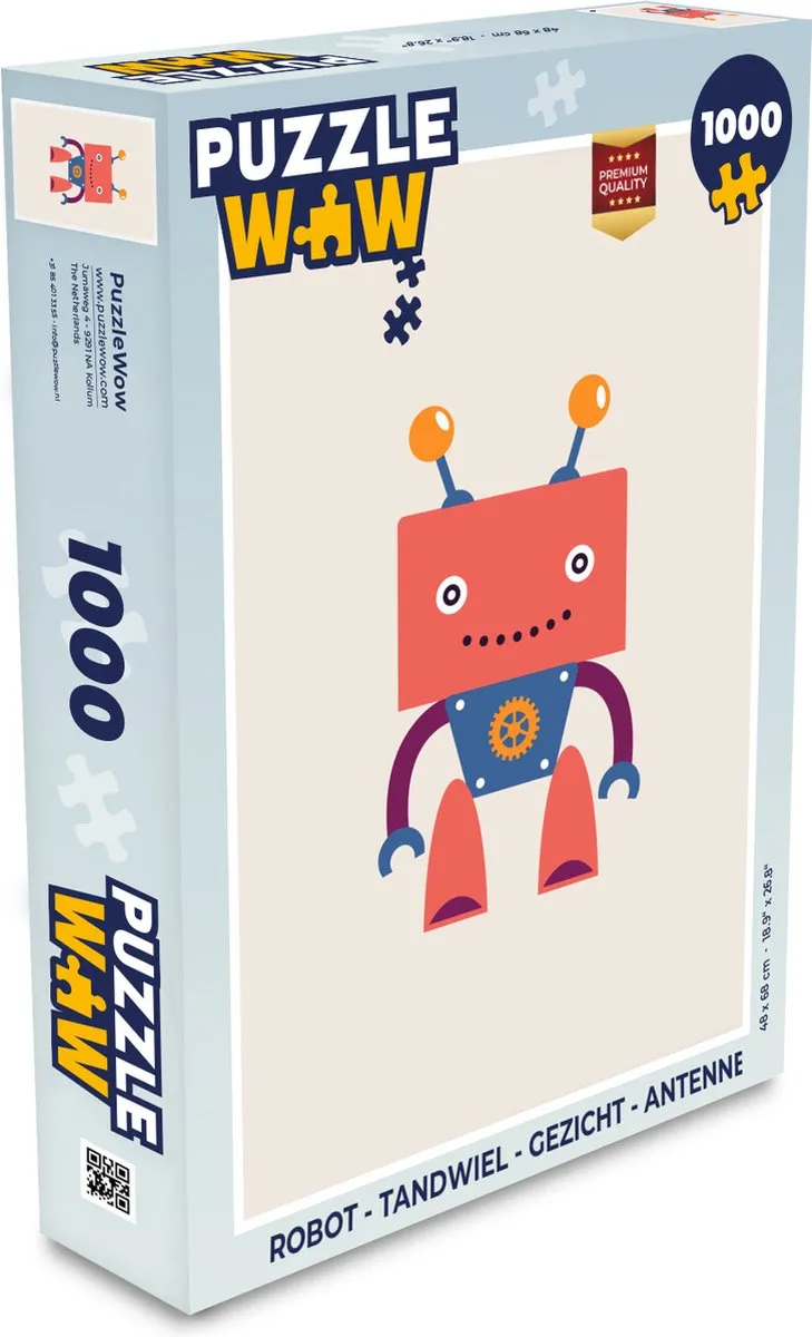 PuzzleWow Robot Tandwiel Gezicht Antenne Legpuzzel 1000 Stuks - Multicolor