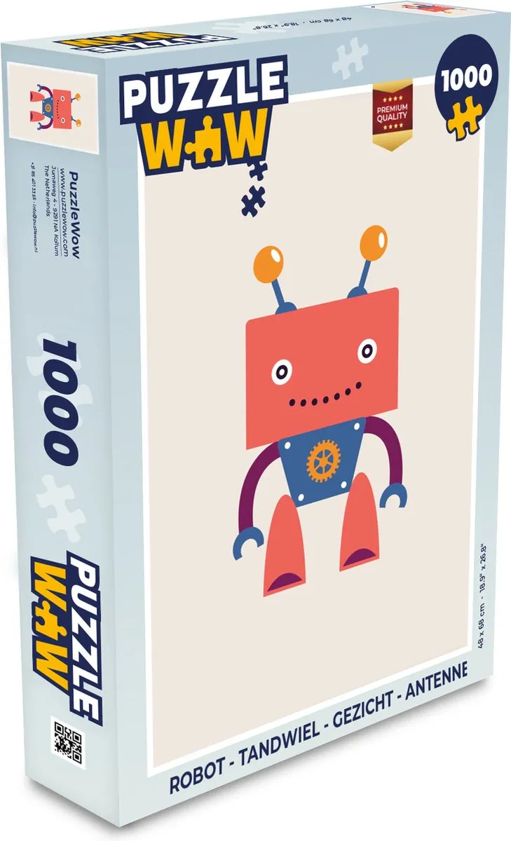 PuzzleWow Robot Tandwiel Gezicht Antenne Legpuzzel 1000 Stuks - Multicolor