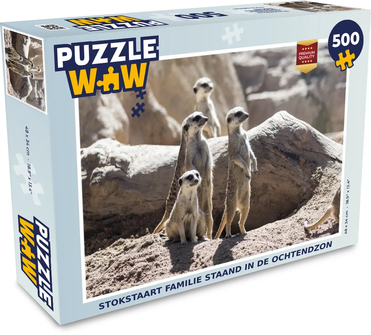 PuzzleWow Stokstaartjes Legpuzzel 500 Stuks
