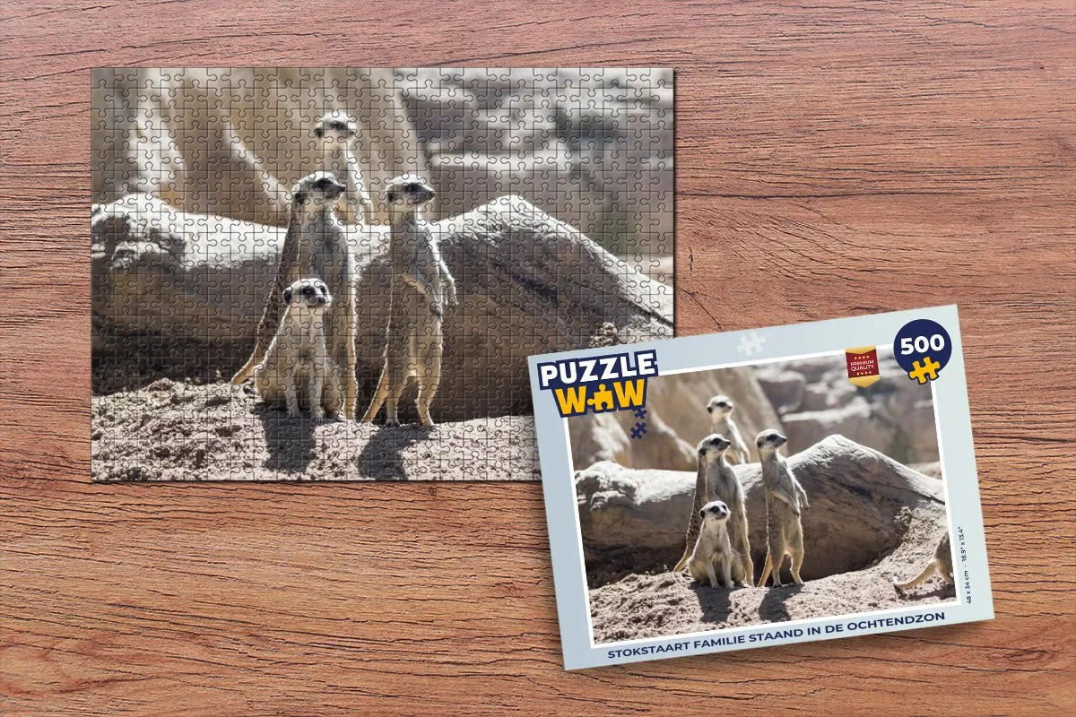 PuzzleWow Stokstaartjes Legpuzzel 500 Stuks - Multicolor