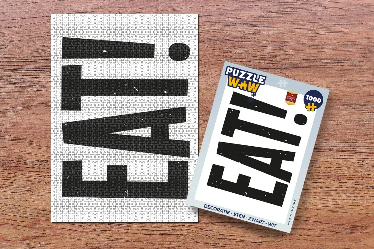 PuzzleWow Legpuzzel 1000 Stuks - Eten - Zwart/Wit