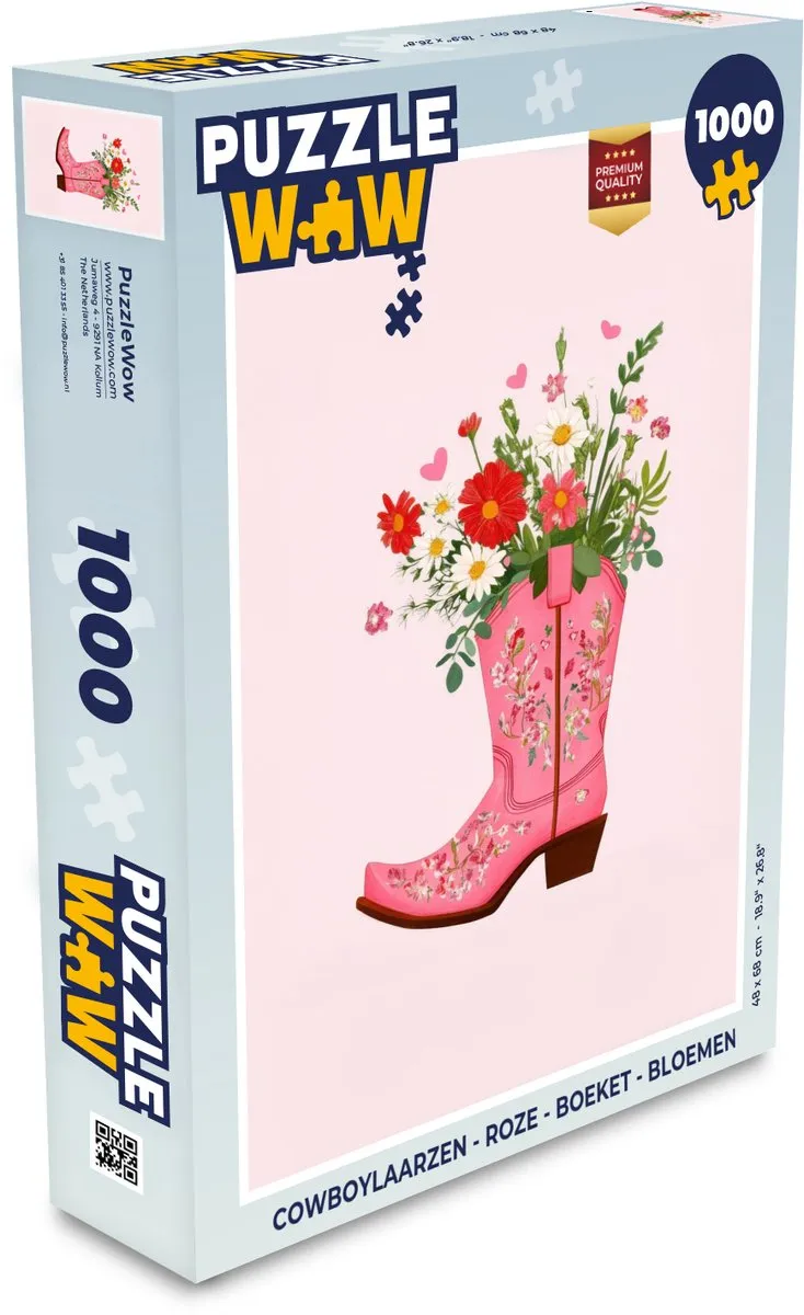 PuzzleWow Cowboylaarzen Bloemen Legpuzzel 1000 Stuks