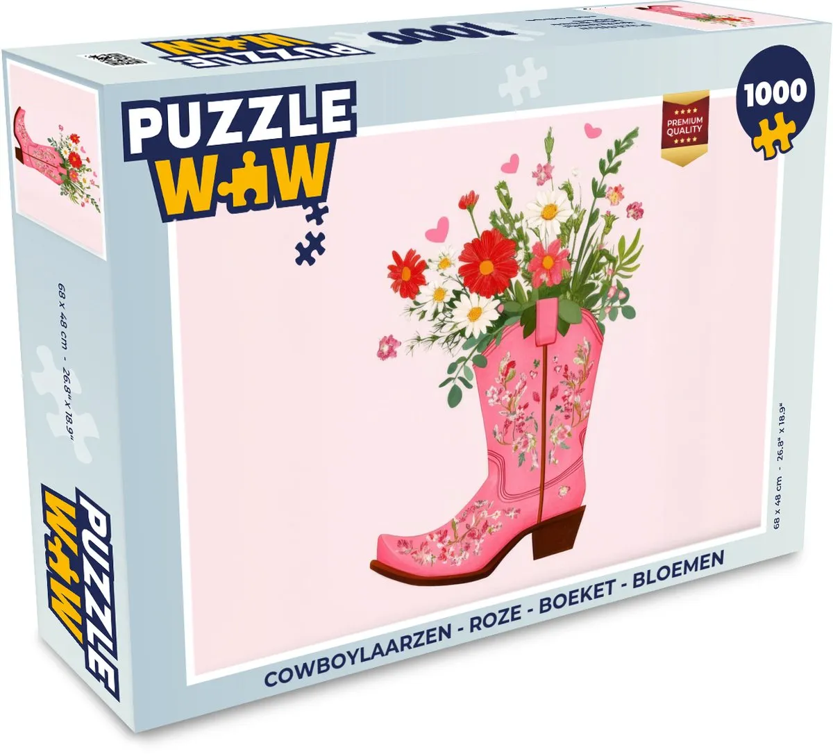 PuzzleWow Cowboylaarzen Bloemen Legpuzzel 1000 Stuks