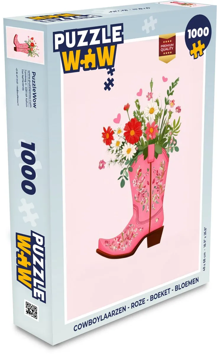 PuzzleWow Cowboylaarzen Bloemen Legpuzzel 1000 Stuks