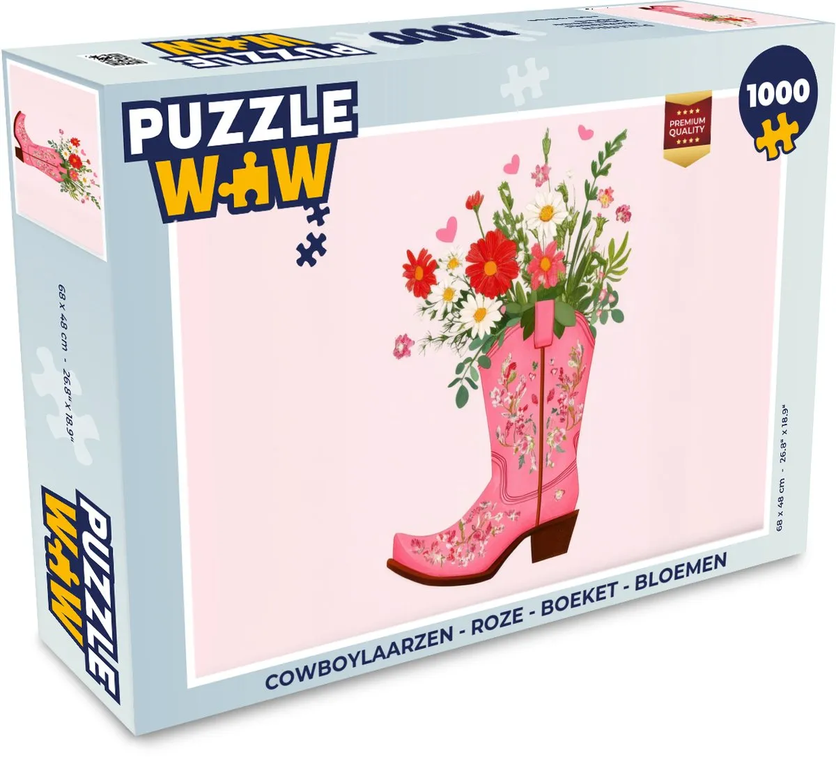 PuzzleWow Cowboylaarzen Bloemen Legpuzzel 1000 Stuks