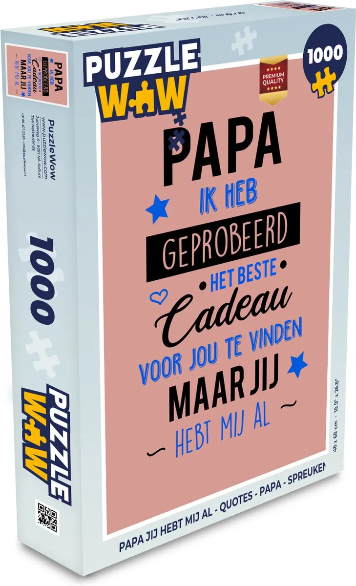 PuzzleWow Papa Jij Hebt Mij Al Legpuzzel 1000 Stuks