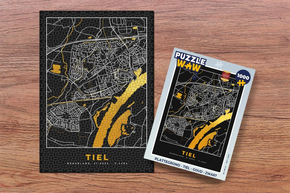 PuzzleWow Tiel Legpuzzel 1000 Stuks - Stadskaart