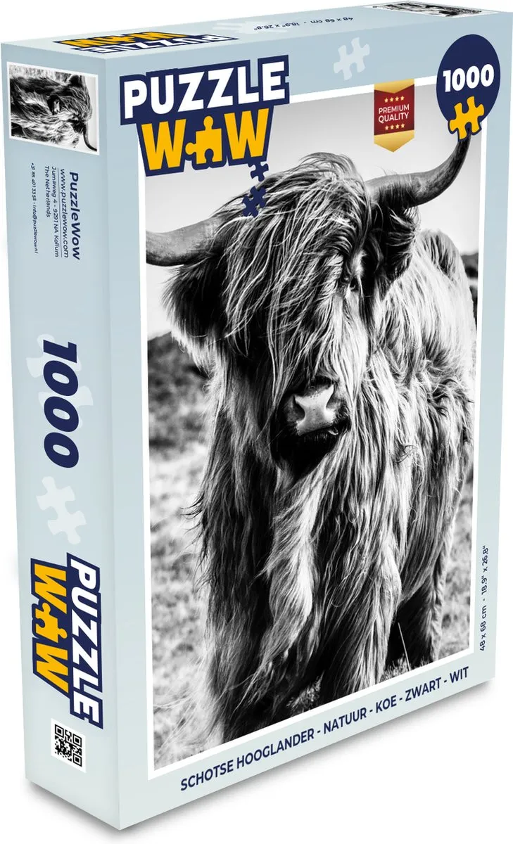 PuzzleWow Schotse Hooglander Legpuzzel 1000 Stuks - Multicolor