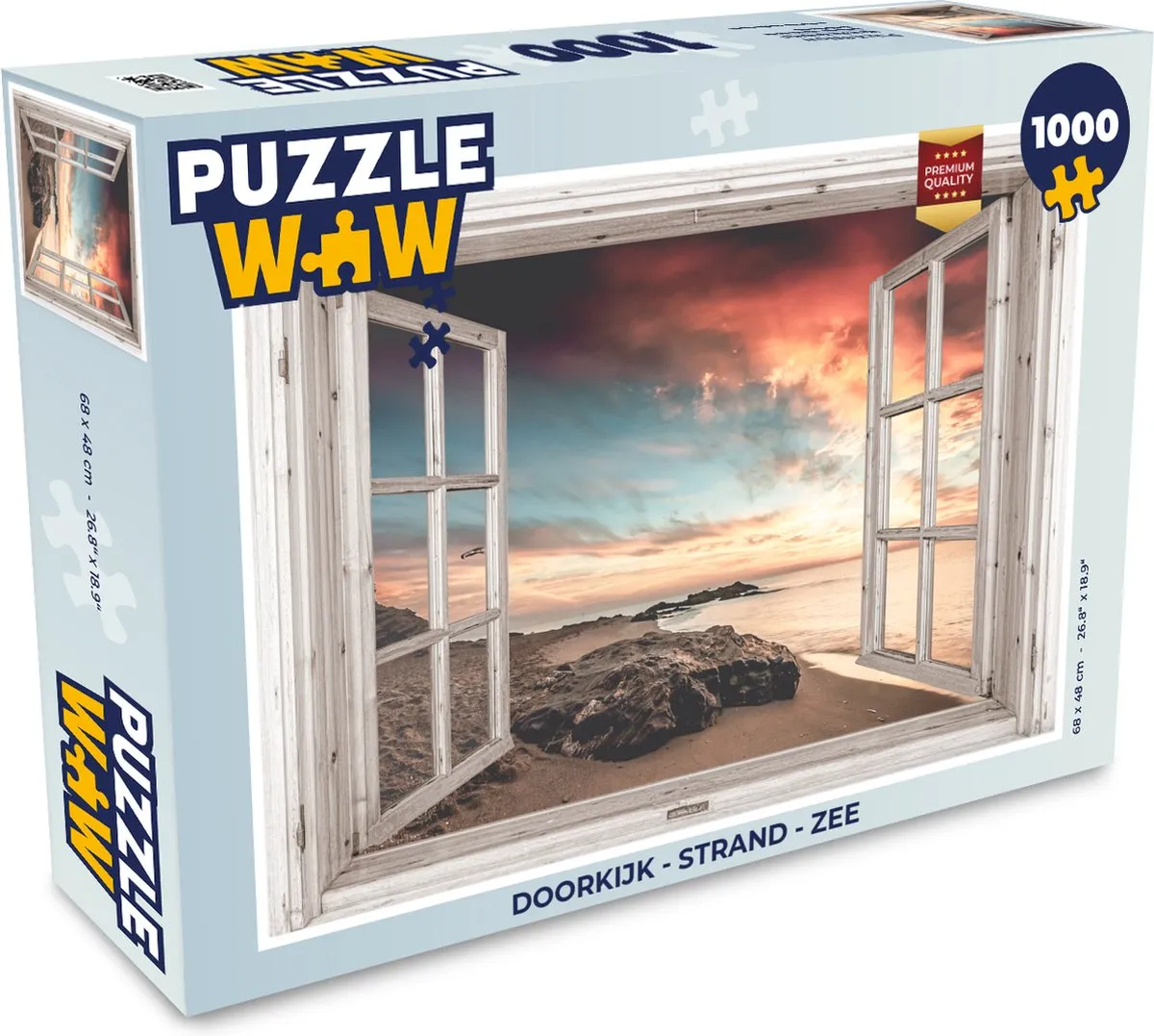 PuzzleWow Doorkijk Strand & Zee Legpuzzel 1000 Stuks - Multicolor