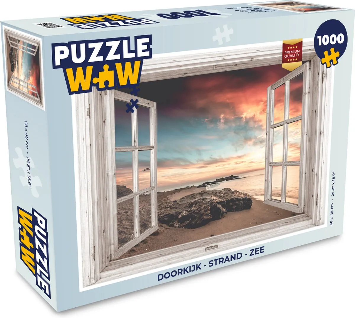 PuzzleWow Doorkijk Strand & Zee Legpuzzel 1000 Stuks - Multicolor