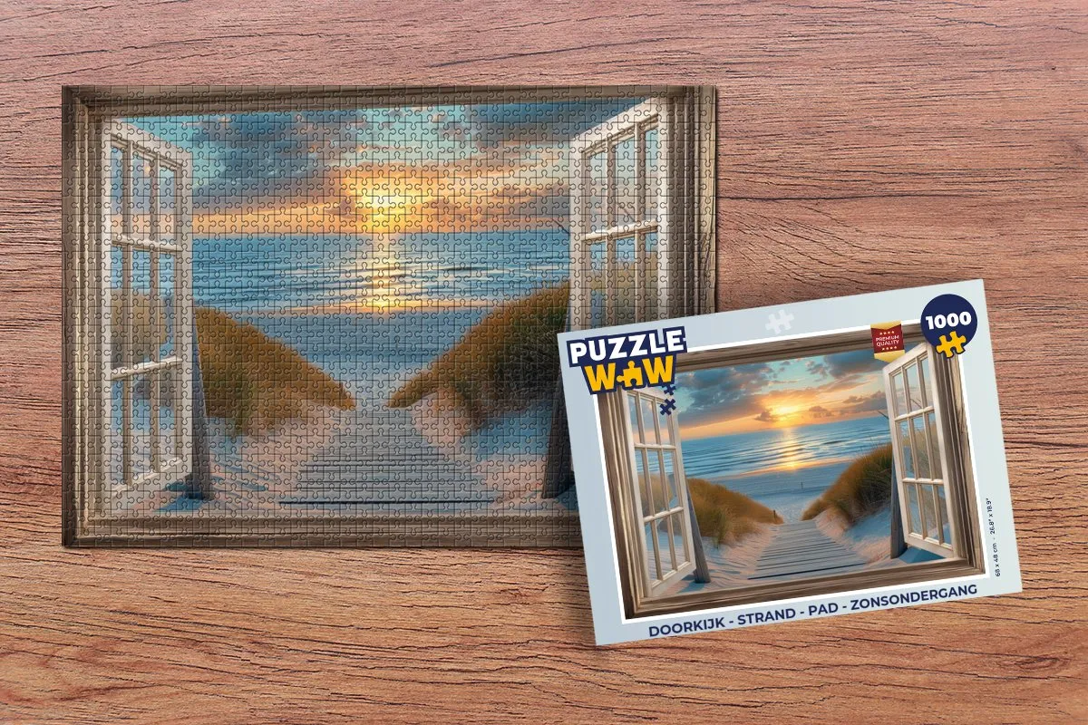 PuzzleWow Doorkijk Strand Pad Zonsondergang Legpuzzel 1000 Stuks