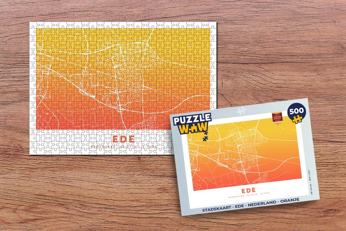 PuzzleWow Stadskaart Ede Nederland Legpuzzel 500 Stuks - Multicolor