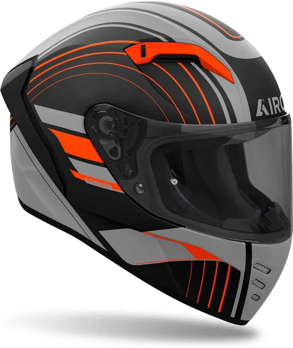 Airoh Connor Achieve Helm - S - Zwart/Grijs/Oranje