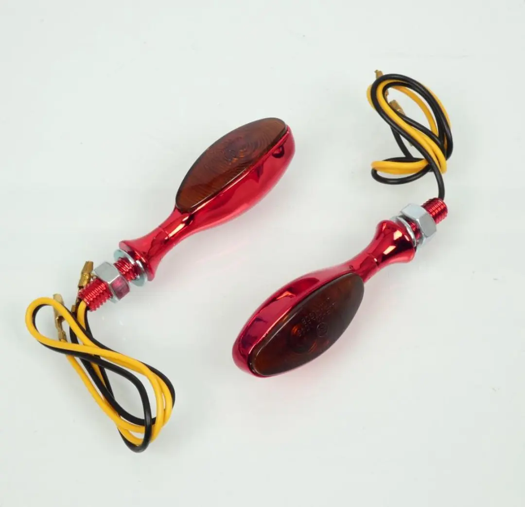 Mini clignotant Vicma LED 12V aluminium chromé rouge oblong pour moto Neuf