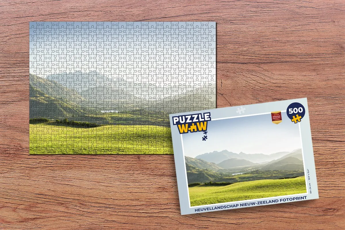 PuzzleWow Heuvellandschap Nieuw-Zeeland Legpuzzel 500 Stuks - Multicolor