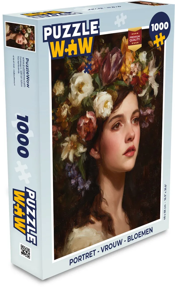 PuzzleWow Portret Vrouw Bloemen Puzzel