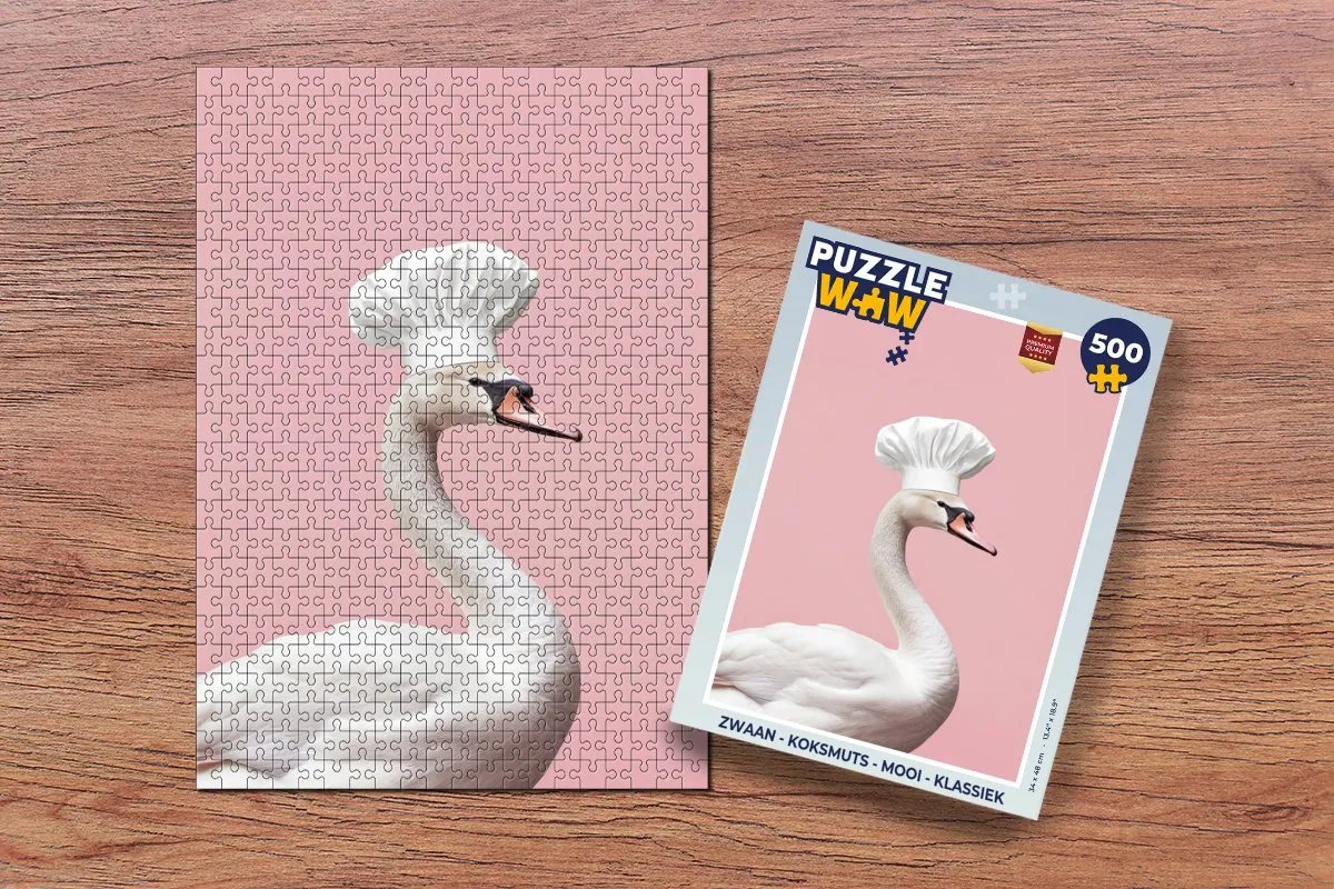 PuzzleWow Zwaan Koksmuts Legpuzzel 500 Stuks - Roze
