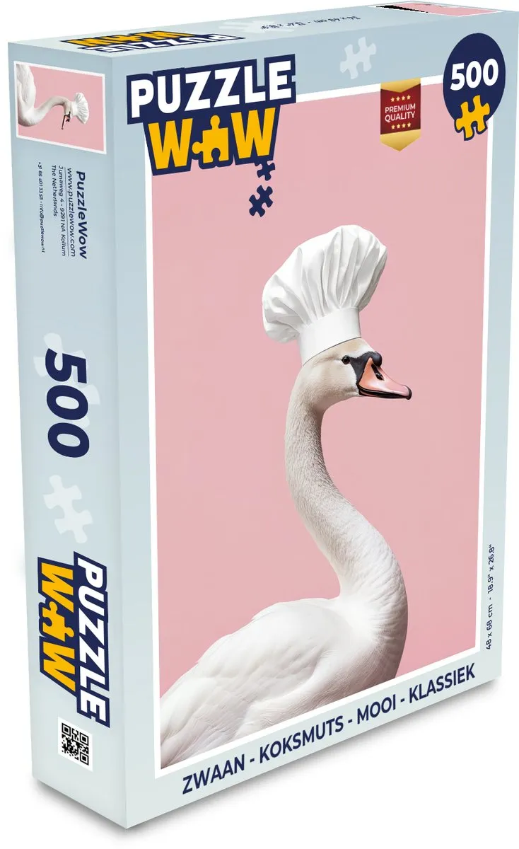 PuzzleWow Zwaan Koksmuts Legpuzzel 500 Stuks - Roze