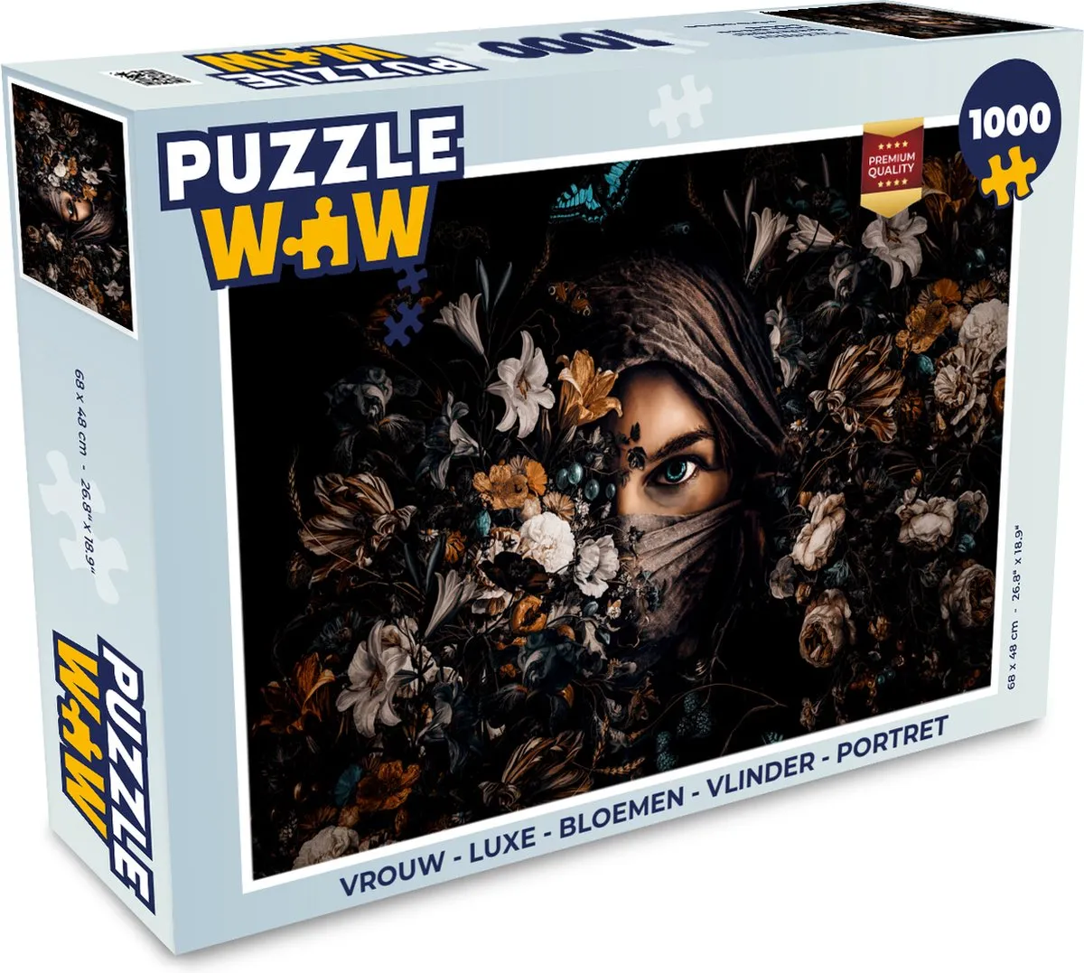 PuzzleWow Bloemen Vlinder Portret Legpuzzel 1000 Stuks - Multicolor