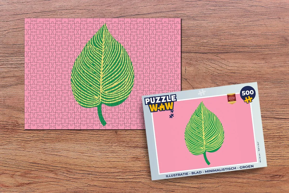 PuzzleWow Minimalistisch Legpuzzel 500 Stuks - Groen Roze
