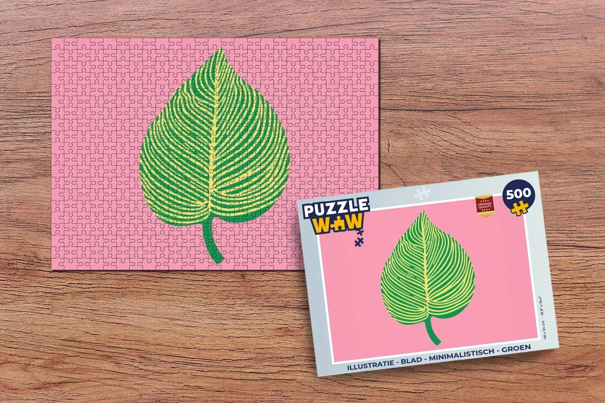 PuzzleWow Minimalistisch Legpuzzel 500 Stuks - Groen Roze