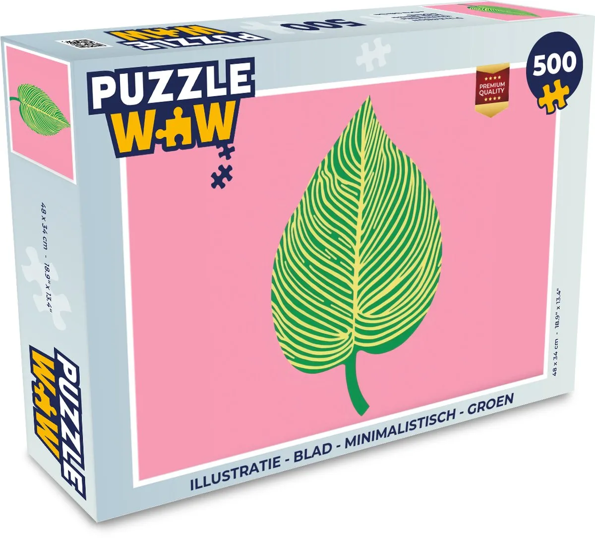 PuzzleWow Minimalistisch Legpuzzel 500 Stuks - Groen Roze