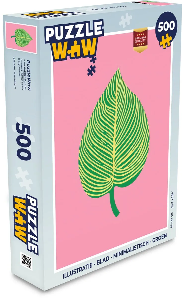 PuzzleWow Minimalistisch Legpuzzel 500 Stuks - Groen Roze