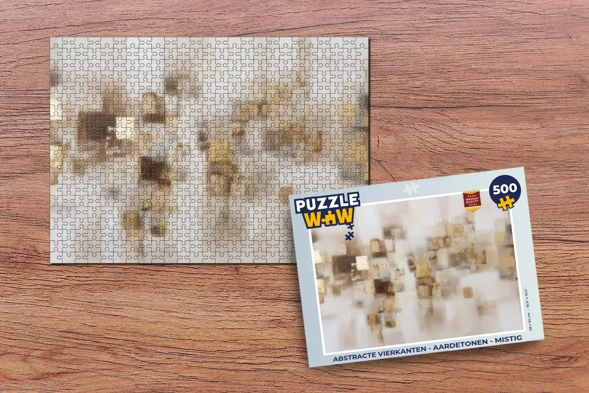 PuzzleWow Abstracte Vierkanten Legpuzzel 500 Stuks - Aardetonen/Mistig