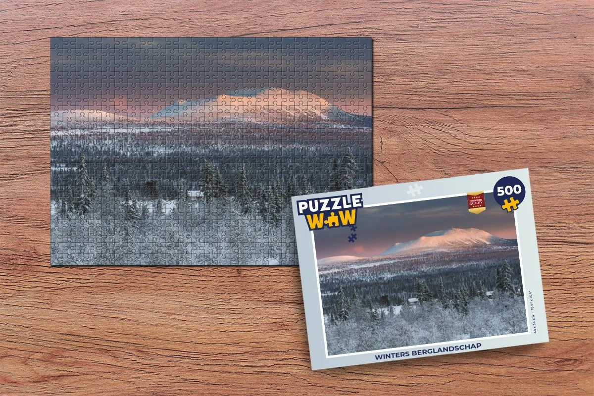 PuzzleWow Legpuzzel Winters Berglandschap 500 Stuks - Multicolor