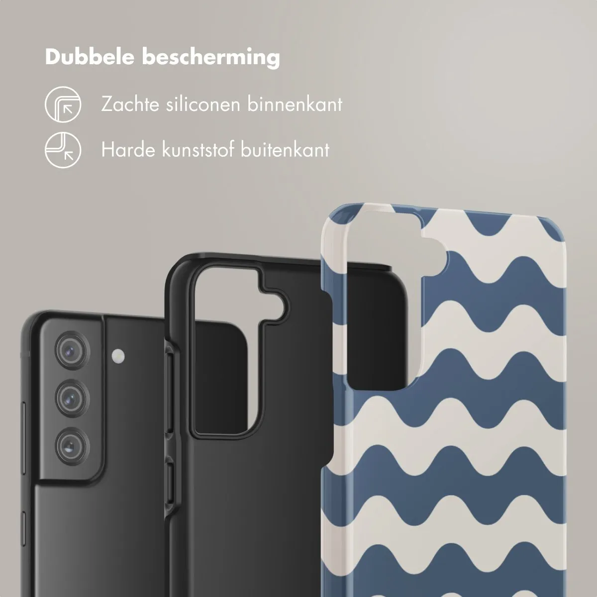 Selencia Wave Vibes Classic Blue Hoesje Samsung Galaxy S21 FE