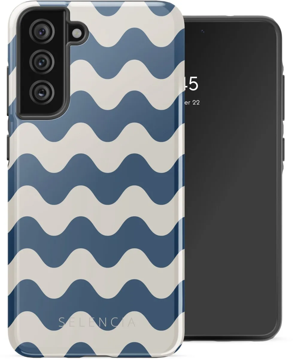 Selencia Wave Vibes Classic Blue Hoesje Samsung Galaxy S21 FE
