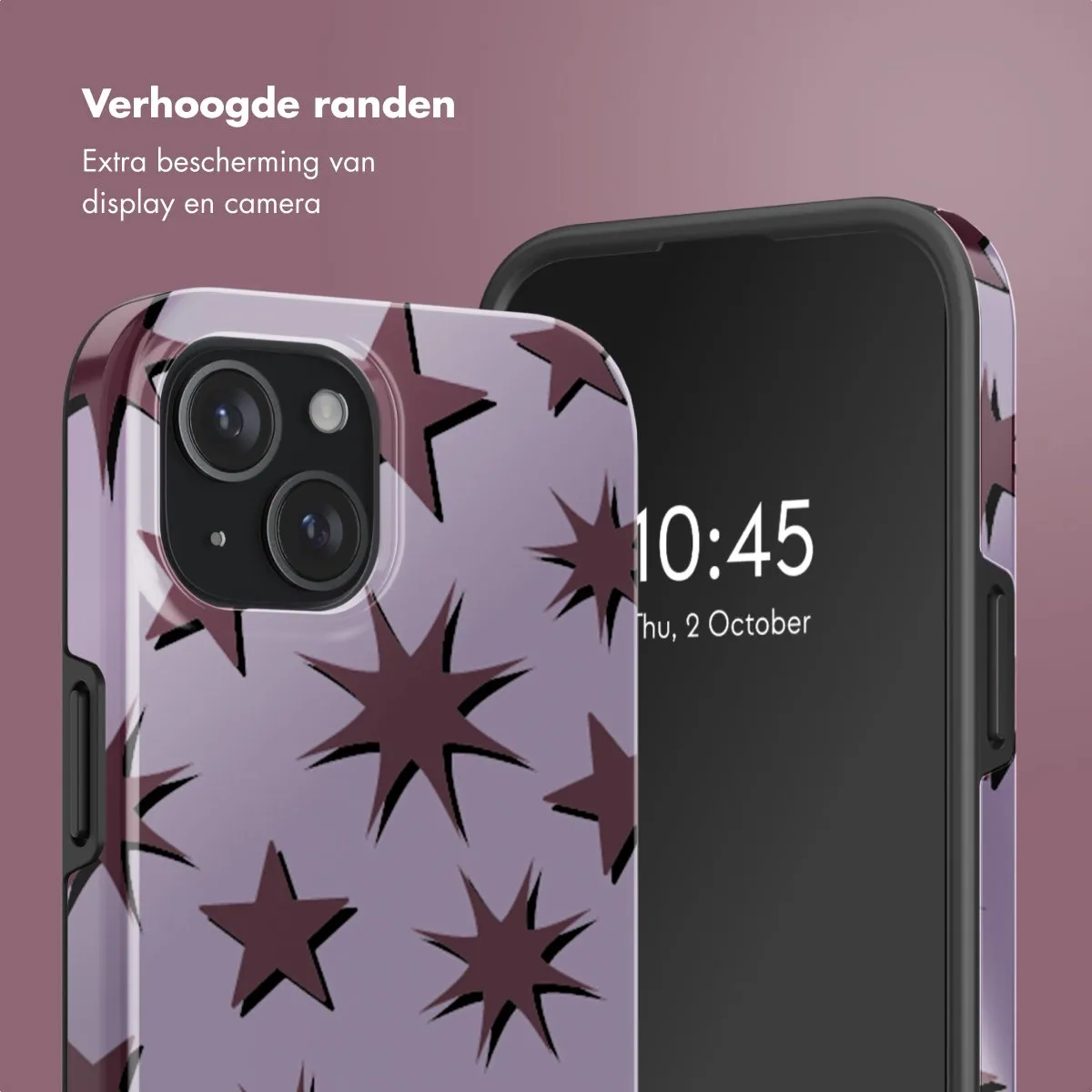 Selencia Hoesje iPhone 15 Stars Plum Lilac - MagSafe