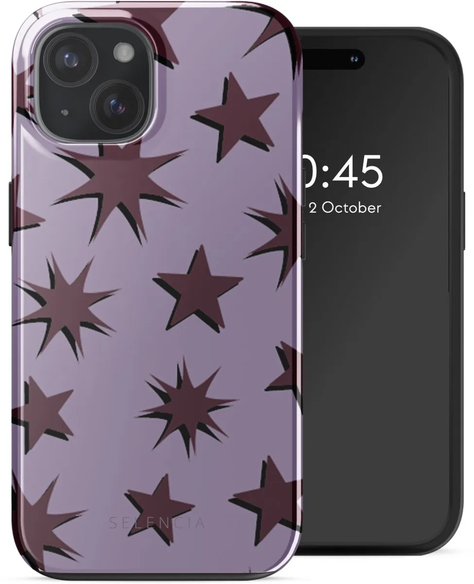 Selencia Hoesje iPhone 15 Stars Plum Lilac