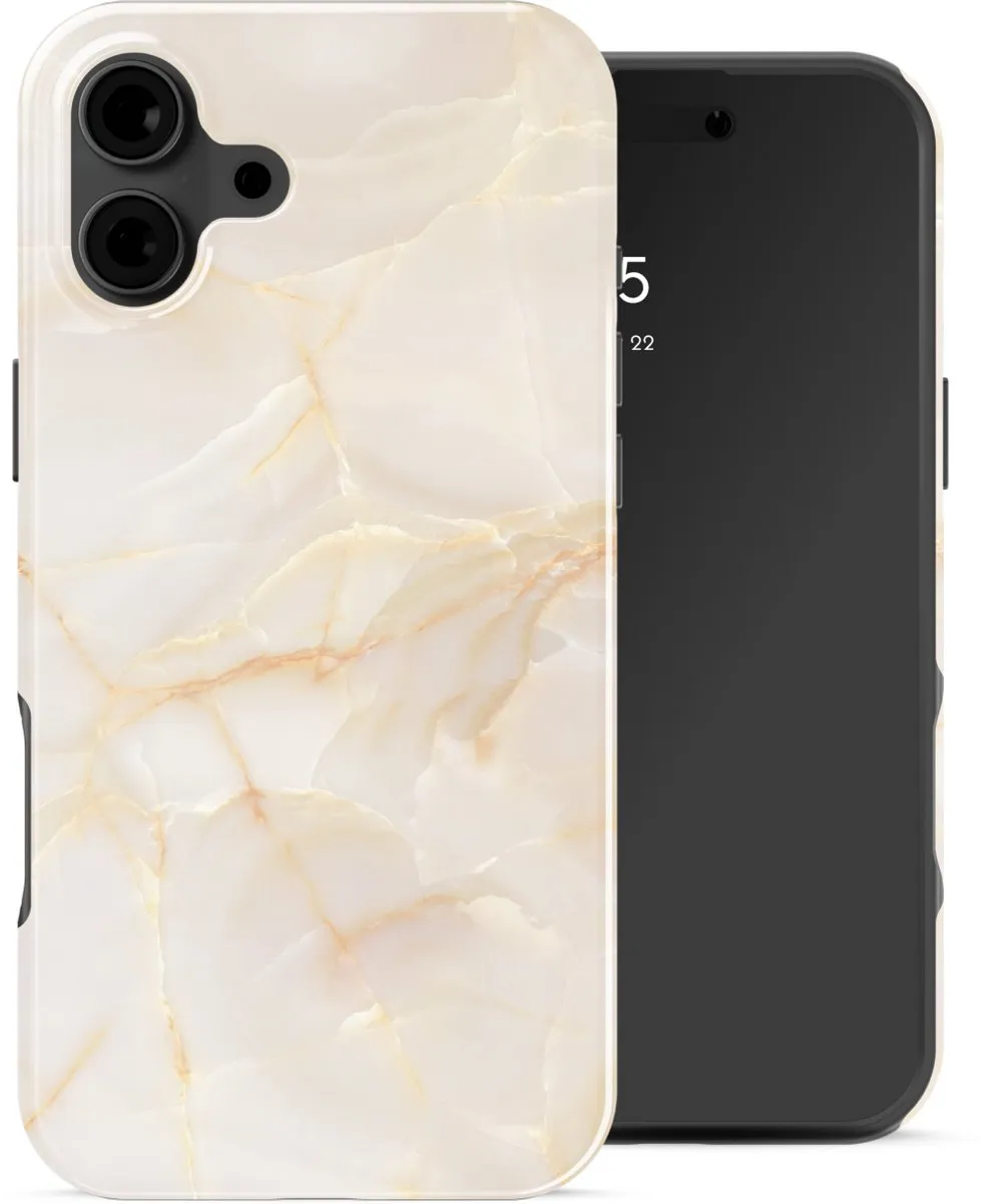 Selencia Hoesje iPhone 16 Golden Beige Marble