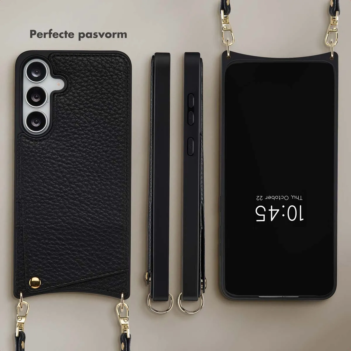 Selencia Hoesje Samsung Galaxy S25 FE - Backcover met koord - 2 Pasjes - Zwart - afbeelding 6 van 6