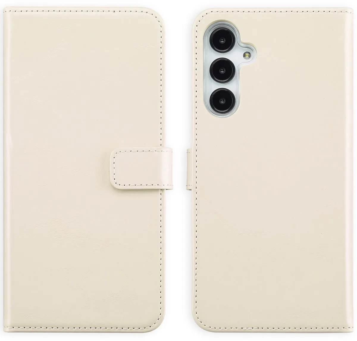 Selencia Hoesje Samsung Galaxy A16 - Echt Lederen Bookcase - Beige