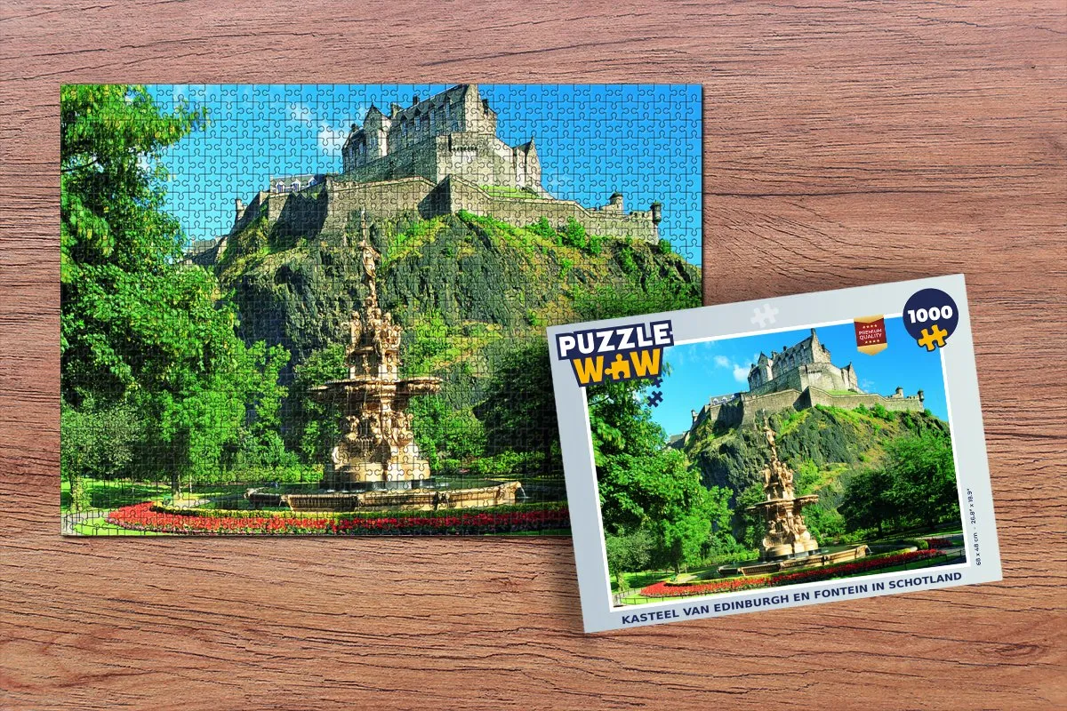 PuzzleWow Legpuzzel Kasteel van Edinburgh 1000 Stuks - Multicolor