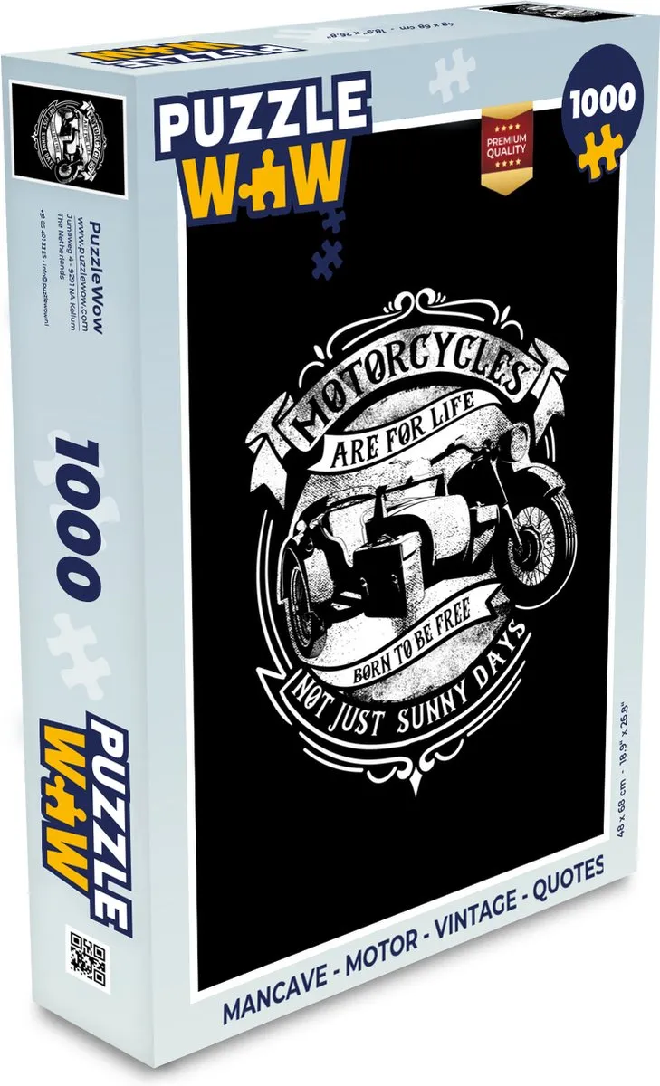 PuzzleWow Mancave Motor Vintage Legpuzzel 1000 Stuks - Multicolor