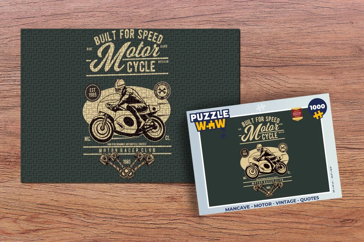 PuzzleWow Mancave Motor Vintage Legpuzzel 1000 Stuks - Multicolor