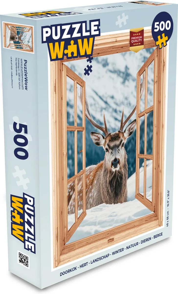 PuzzleWow Doorkijk Hert Landschap Winter Natuur